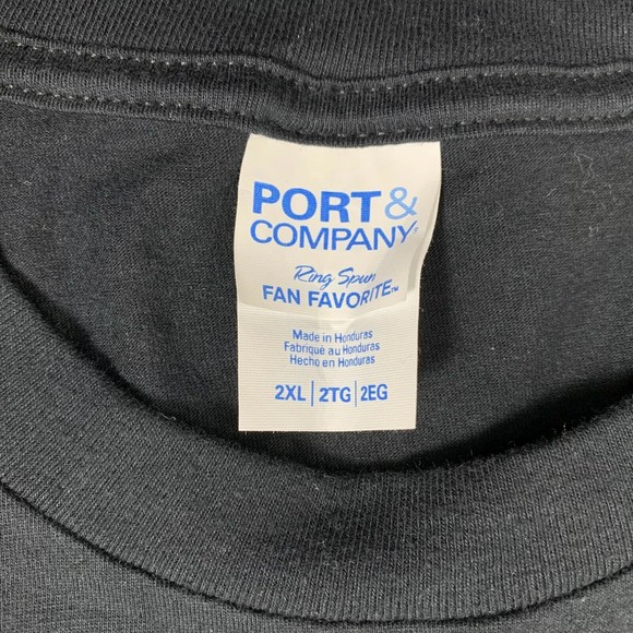 Port & Company T-Shirt Top Black White Graphic MACARISM 100% Cotton Tee 2XL NWOT - Picture 10 of 11